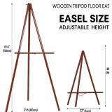 Conda 63" Wooden Tripod Artist Display Easel with Tray, A-Frame Adjustable Easel Stand for Wedding Sign, Foldable Easels for Painting Canvas, Display & Posters