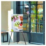 Conda 63" Wooden Tripod Artist Display Easel with Tray, A-Frame Adjustable Easel Stand for Wedding Sign, Foldable Easels for Painting Canvas, Display & Posters