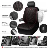CAR PASS Piping Luxury PU Leather Two Front Car Seat Covers, Waterproof Anti Slip Seat Covers Compatible with Front Seat Armrests,Universal Fit for Suvs,Vans,Trucks,Airbag Compatible(Black and Red)
