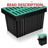 $126 25.6"x17.7"x15.7" FRP Catch Basin with Composite Grate and Debris Basket, Heavy Duty Yard Drainage Box for French Drain & Downspout, Large Surface Water Collection Box