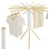 JOOM Tripod Clothes Drying Rack, Garment Rack Portable and Foldable Space Saving Laundry Drying Rack - Drying Rack Clothing Floor Folding Balcony Bedroom Household Wooden