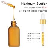 Bumobum 2 oz Dropper Bottle, Amber Glass Eye Dropper Bottles with Golden Top Cap for Essential Oils, 99 pack Tincture Bottle with Labels and Funnel