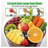 Juicer Machines, Cold Press Juicer with 5.8" Wide Feed Chute, 300W Slow Masticating Juicer for Whole Fruits & Vegetables, High Juice Yield, Easy to Clean, BPA Free Juice Extractor Machine