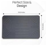Large Diatomaceous Earth Stone Dish Drying Mat - 24" x 16" Quick Dry Non-Slip Food Grade Fast Absorbent Quartz-Enhanced Rapid Water Absorbing Countertop Mat For Dish Rack