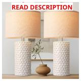 PARTPHONER 23" Modern Ceramic Table Lamp Set of 2, Table Lamps for Living Room, Rustic Farmhouse Bedside Lamps Nightstand lamp for Bedroom, White Desk Lamp for End Table Home Decor Beige