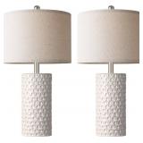PARTPHONER 23" Modern Ceramic Table Lamp Set of 2, Table Lamps for Living Room, Rustic Farmhouse Bedside Lamps Nightstand lamp for Bedroom, White Desk Lamp for End Table Home Decor Beige