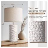 PARTPHONER 23" Modern Ceramic Table Lamp Set of 2, Table Lamps for Living Room, Rustic Farmhouse Bedside Lamps Nightstand lamp for Bedroom, White Desk Lamp for End Table Home Decor Beige