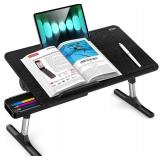 Besign LT05 Adjustable Laptop Table, Lap Desk, Portable Standing Bed Desk, Foldable Sofa Breakfast Tray, Notebook Computer Stand for Reading and Writing, Medium Size, Black