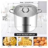 Homikit Stainless Steel Stock Pot, 24 Quart Large Stockpot Soup Pot with Lid, Tri-ply Bottom Cookware for Induction Gas Various Stovetops, Seafood Sauce Canning Cooking Pot for Large Group and Events