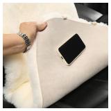 $158 Natural Fur Sheepskin Universal car seat Covers for seat Cushion Auto Accessories (Pearly White, Universal Fit Pack of 2)