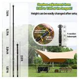Tarp Poles Adjustable Heavy Duty, XINCAMPING Tent Poles Aviation Aluminum 7.7FT Lengthen and Thicken with Protection Cap Awning Poles Set of 2 for Camping Hiking