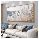 Framed Wall Art Artwork Decor Nature Canvas Painting ReedSeascape Wall Decor for Bedroom Living Room Decoration Home Kitchen Office 24" x 48"