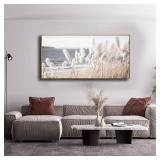 Framed Wall Art Artwork Decor Nature Canvas Painting ReedSeascape Wall Decor for Bedroom Living Room Decoration Home Kitchen Office 24" x 48"