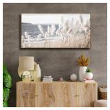 Framed Wall Art Artwork Decor Nature Canvas Painting ReedSeascape Wall Decor for Bedroom Living Room Decoration Home Kitchen Office 24" x 48"