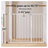 InnoTruth 29.5 40.75" Baby Gate for Stairs, 30" Tall Dog Gates for Doorways & Hallways, Safety Gate for Kids & Pets, Pressure-Mounted Walk-Through with Dual Lock & 2-Way Swing, White