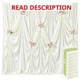 $190 80ft x 12ft Wrinkle Free Ivory Backdrop Curtains for Wedding Parties Ivory Curtain Backdrop Photo Fabric Backdrop Drapes for Bridal Shower Photography Background Curtain 10ft(W) x 12ft(H), 8 Pane