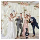 $190 80ft x 12ft Wrinkle Free Ivory Backdrop Curtains for Wedding Parties Ivory Curtain Backdrop Photo Fabric Backdrop Drapes for Bridal Shower Photography Background Curtain 10ft(W) x 12ft(H), 8 Pane