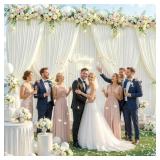 $190 80ft x 12ft Wrinkle Free Ivory Backdrop Curtains for Wedding Parties Ivory Curtain Backdrop Photo Fabric Backdrop Drapes for Bridal Shower Photography Background Curtain 10ft(W) x 12ft(H), 8 Pane