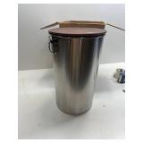 Paw Libero 35 Lbs Stainless Steel Dog Food Storage Container with Airtight Wooden Lid & Ceramic Bone Handle, Large Metal Dog Food Bin, Pet Treat Jars for Dogs & Cats, Keep Fresh, Easy to Clean
