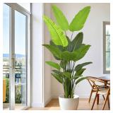$130 7FT Artificial Bird of Paradise Tree (84in) Tall Large Faux Trees with Realistic Leaves, Fake Floor Potted Artificial Plants for Home Office Living Room Garden Indoor Outdoor Decor (7feet,1Pack)