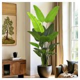 $130 7FT Artificial Bird of Paradise Tree (84in) Tall Large Faux Trees with Realistic Leaves, Fake Floor Potted Artificial Plants for Home Office Living Room Garden Indoor Outdoor Decor (7feet,1Pack)