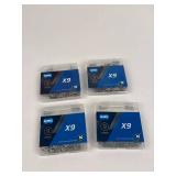 Kmc X9 9-speed Bicycle Chains 116 Links Silver (Lot of 4)
