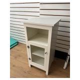 White Wood Cabinet With Glass Door