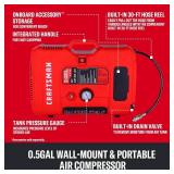 $170 CRAFTSMAN Tire Inflator, All in One Wall Mount Air Compressor Oil-Free with Retractable 30ft Air Hose and Pressure Regulator, Great for Tire Inflation, Brad/Stapler, Finishing Jobs,1.5HP 125PSI