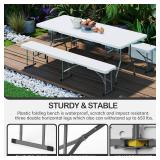VSOAEIL 6 Foot Folding Bench, Portable Plastic Folding Bench Seat, Foldable Seat for Indoor Outdoor Picnic Camping Dining, Soccer Garden Multipurpose Entertaining Activities, White