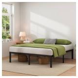 NEW JETO Metal Bed Frame,King Size Bed Frame with Storage Space,Heavy Duty Sturdy Mattress Foundation,Easy Assembly,No Box Spring Needed, Black,14 Inch,King, Bedroom Furniture