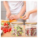 Dabacc 4 Pack Glass Jars with Airtight Bamboo Lids, Glass Kitchen Canisters Clear Container for Food Storage of Dry Goods, Cookie, Candy, Spices, Coffee Beans and More, 18.6 OZ