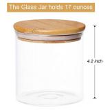 Dabacc 4 Pack Glass Jars with Airtight Bamboo Lids, Glass Kitchen Canisters Clear Container for Food Storage of Dry Goods, Cookie, Candy, Spices, Coffee Beans and More, 18.6 OZ