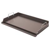 Utheer Cast Iron Griddle for Gas Grill, 25" x16" Flat Top for Outdoor Grill Rectangular Plate with Removable Handles for Charcoal Camping, Tailgating, and Parties