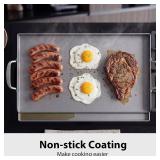 Utheer Cast Iron Griddle for Gas Grill, 25" x16" Flat Top for Outdoor Grill Rectangular Plate with Removable Handles for Charcoal Camping, Tailgating, and Parties
