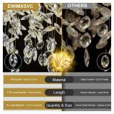 $230 Modern Crystal Chandelier, 31.5" Chandeliers for Dining Room Gold Tree Branch Chandelier Lighting, Round Living Room Chandeliers Over Table, Branches and Crystals Ceiling Light Fixtures