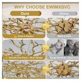 $230 Modern Crystal Chandelier, 31.5" Chandeliers for Dining Room Gold Tree Branch Chandelier Lighting, Round Living Room Chandeliers Over Table, Branches and Crystals Ceiling Light Fixtures