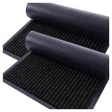 OLANLY Front Door Mat Indoor Outdoor Entrance, 2-Pack 33 x 21 Inch, Waterproof Heavy Duty Doormat, Fade Resistant, Low Profile, Easy Clean Patio Porch Welcome Floor Mats for Entry, Black