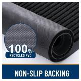 OLANLY Front Door Mat Indoor Outdoor Entrance, 2-Pack 33 x 21 Inch, Waterproof Heavy Duty Doormat, Fade Resistant, Low Profile, Easy Clean Patio Porch Welcome Floor Mats for Entry, Black