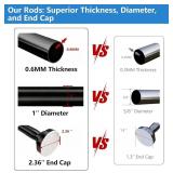 Umimile Shower Curtain Rod, 1 Inch Diameter Adjustable Spring Tension Curtain Rod, 304 Stainless Steel Shower Rod for Bathroom, Windows, Never Rust Non-Slip (Black, 57-100 )