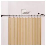Corner Shower Curtain Rod, 24"-53" x 24"-53" Adjustable L Shaped Shower Rod No-Sagging 304 Stainless 90 Degree Curved Curtain Rod for Bathroom Bathtub with 12 Ring Hooks & Ceiling Support
