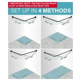 Corner Shower Curtain Rod, 24"-53" x 24"-53" Adjustable L Shaped Shower Rod No-Sagging 304 Stainless 90 Degree Curved Curtain Rod for Bathroom Bathtub with 12 Ring Hooks & Ceiling Support
