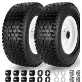 13x5.00-6 Flat Free Tire and Wheel with 3/4" & 5/8" Bearings   2 Pack 13x5x6 Solid Lawn Mower Tires for Riding Lawn Mower Tires and Wheel with 3" Centered Hub