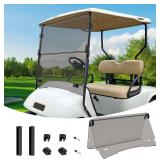 EZGO Golf Cart Windshield, Foldable EZGO Tinted Windshield for 1995-2013 EZGO TXT, PDS, DCS Golf Carts, UV and Impact Resistant, PC Golf Cart Windshield with Clips