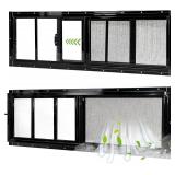 $129 Yuzzy Shed Windows 2 Pack, 12"x36" Sliding Windows Transom Window with Tempered Glass and Removable Fiberglass Screen for Shed, Chicken Coop, Playhouse, Household, Garage, Barns (Black)