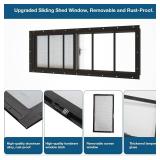$129 Yuzzy Shed Windows 2 Pack, 12"x36" Sliding Windows Transom Window with Tempered Glass and Removable Fiberglass Screen for Shed, Chicken Coop, Playhouse, Household, Garage, Barns (Black)