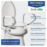 $184 Bemis Assurance 3" Raised Toilet Seat with Handles and Bidet Attachment, Therapist Preferred for Safety, Secure Hinges, Clean Shield Guard, Elongated, White