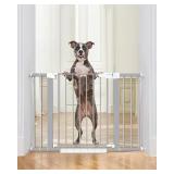 Cumbor 30-46" Baby Gate for Stairs, Gifts for Mom-Auto Close Dog Gate for The House, Easy Install Pressure Mounted Pet Gates for Doorways, Easy Walk Thru Wide Safety Gate for Dog, Gray
