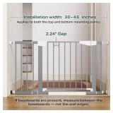 Cumbor 30-46" Baby Gate for Stairs, Gifts for Mom-Auto Close Dog Gate for The House, Easy Install Pressure Mounted Pet Gates for Doorways, Easy Walk Thru Wide Safety Gate for Dog, Gray