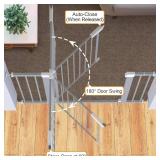 Cumbor 30-46" Baby Gate for Stairs, Gifts for Mom-Auto Close Dog Gate for The House, Easy Install Pressure Mounted Pet Gates for Doorways, Easy Walk Thru Wide Safety Gate for Dog, Gray