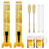 2 Pcs Beer Dispenser, 3L/100 Oz Mimosa Tower with Ice Tube for Bar Party, Tabletop Beer Dispenser for Beer, Liquor, Beverage (Yellow)